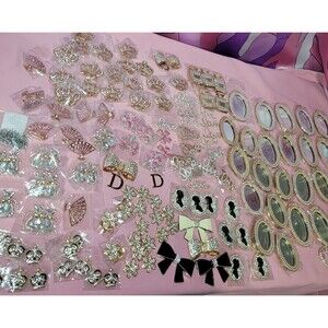 Large Lot Art Deco Enamel Rhinestone Metal Bling Cabochon Pin Brooches Designer